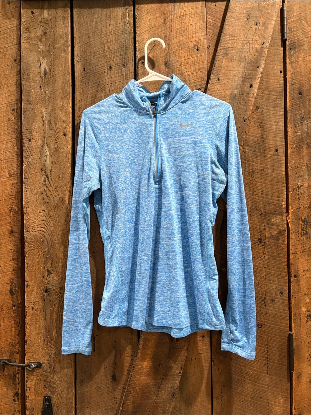 Nike Light Blue Women's Long-Sleeve Swim Coverup with Quarter Zip